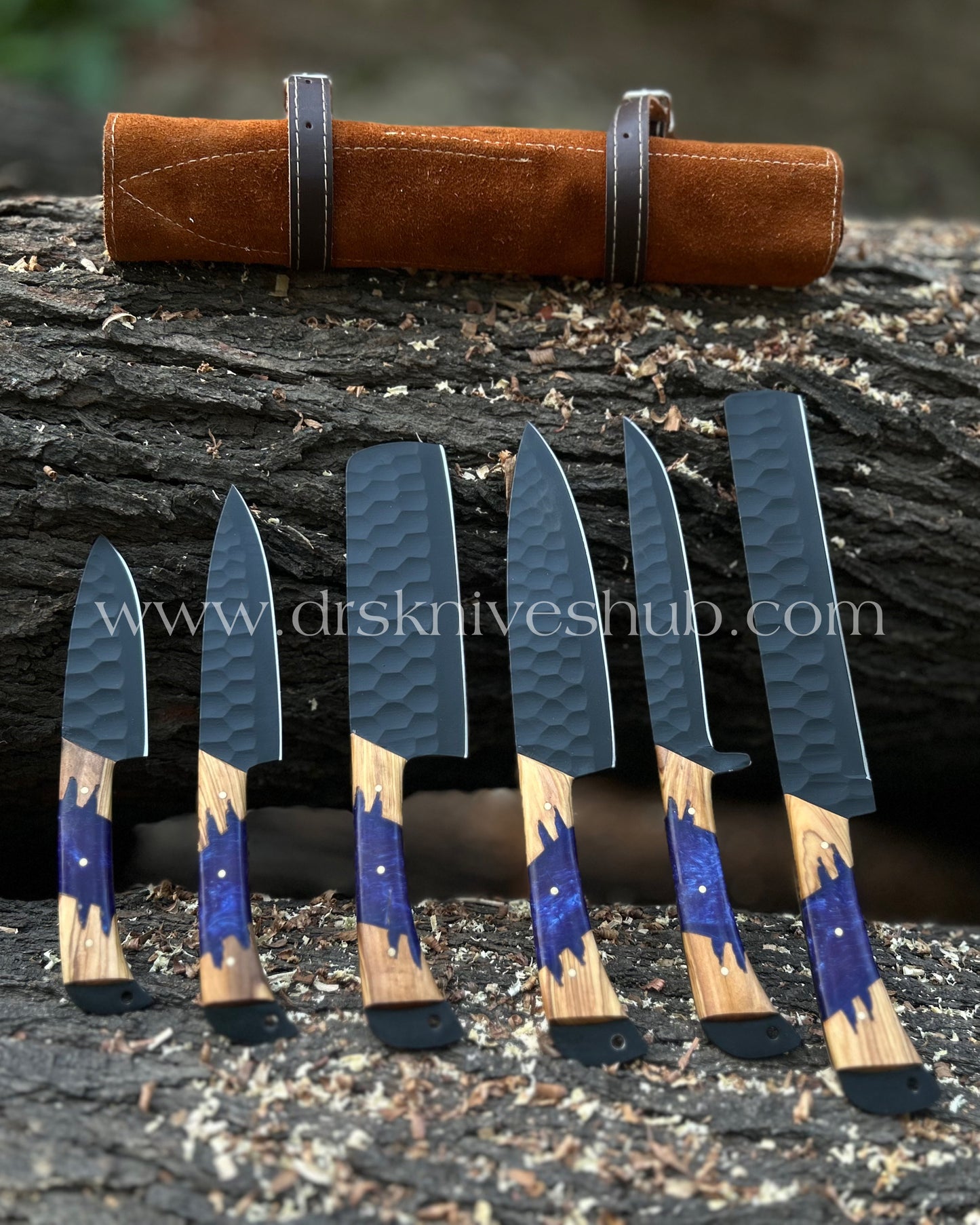 6PCS HANDMADE KITCHEN SET WITH LEATHER ROLL KIT BAG || DRS KNIVES HUB