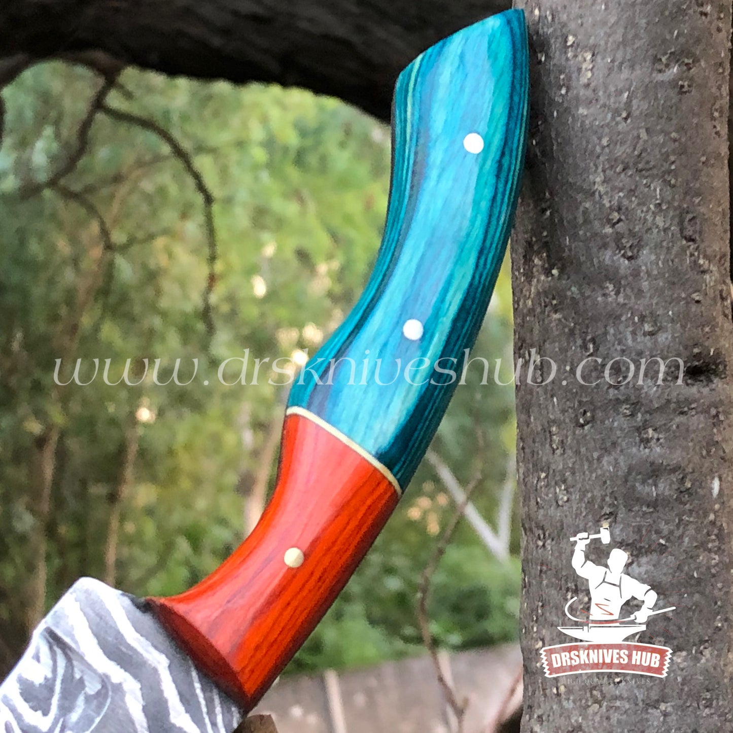 Hand Forged Damascus Steel Skinner ,Outdoor Skinning Knife