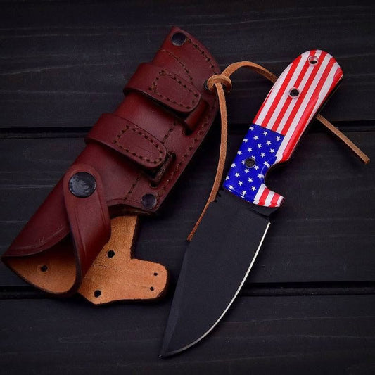 Limited Edition Patriotic Fixed Blade Knife | Leather Sheath | | DRSKNIVES HUB