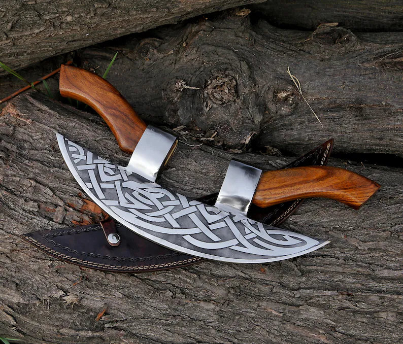 Pizza Slicer Hand forged Viking Pizza Cutter, Viking Bearded Camping Axe