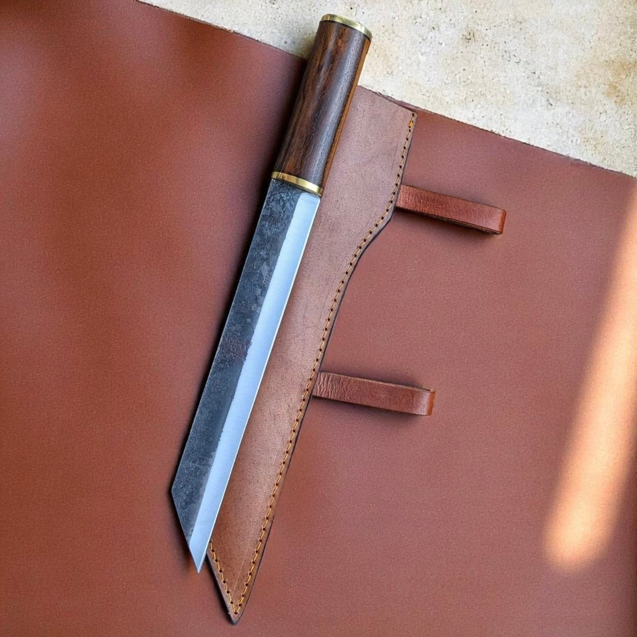 FIXED BLADE HANDMADE CARBON STEEL VIKING SEAX KNIFE WOOD HANDLE || DRS KNIVES HUB