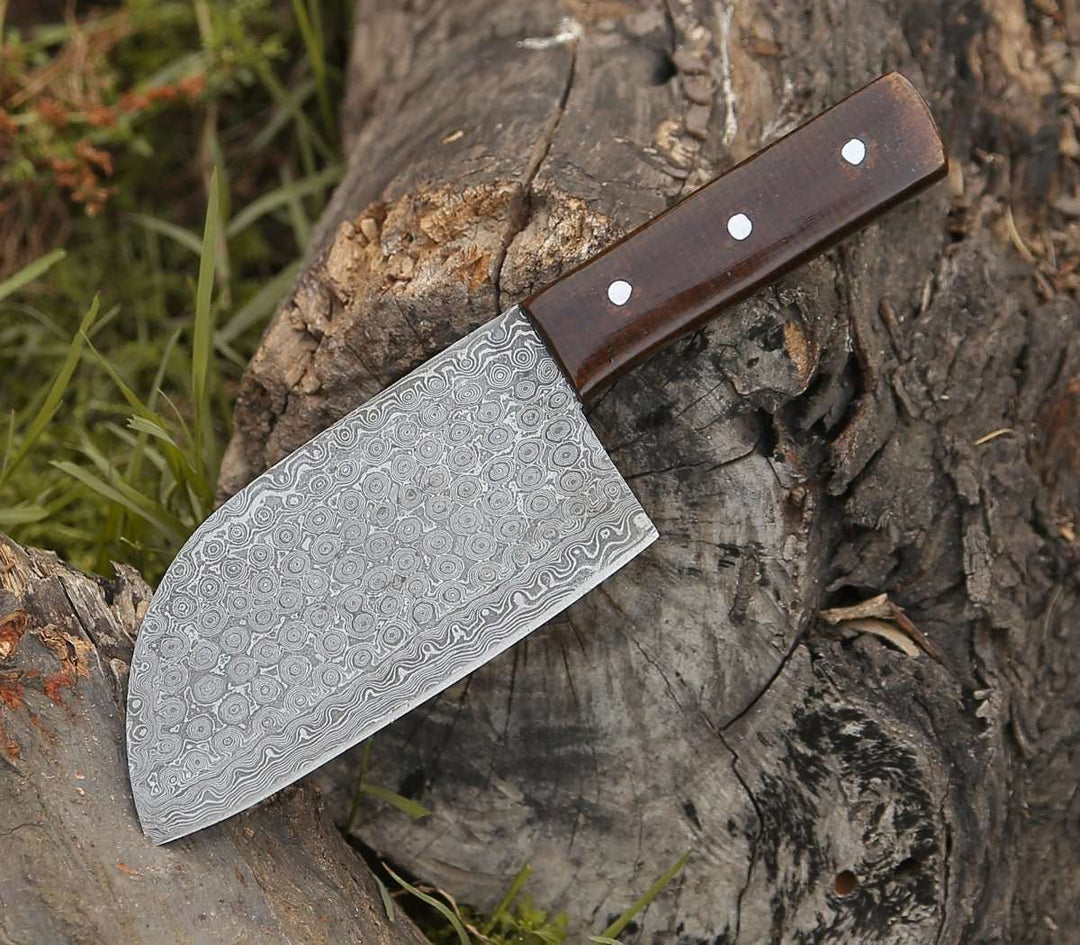 HAND FORGED DAMASCUS STEEL BLADE CLEAVER KNIFE WITH SHEATH || DRS KNIVES HUB