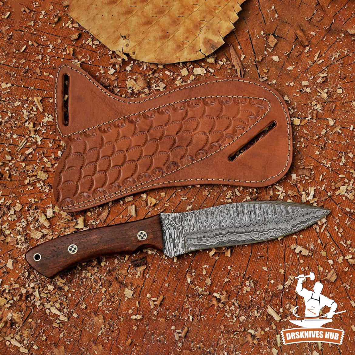 Razorwind Damascus Knife 11" – Full Tang Walnut Wood Handle | DRSKNIVES HUB