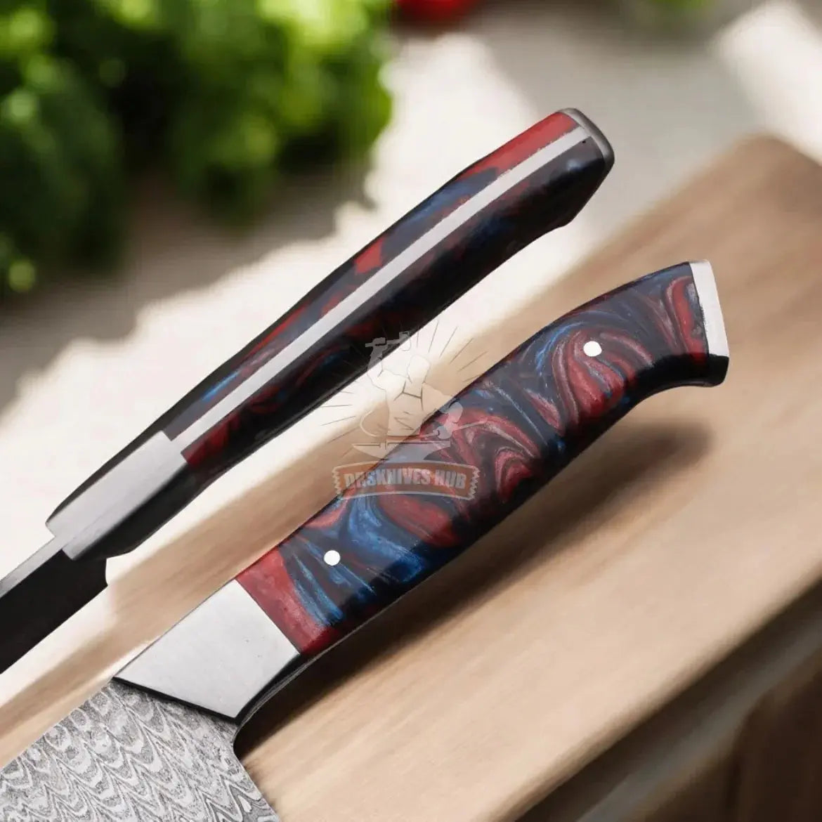 handmade kitchen knives with leather sheath