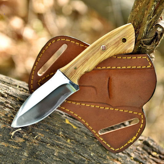 Custom Handmade Fixed Blade Skinner Knife – with Wood Handle|Tactical Hunting & EDC | DRSKNIVES HUB