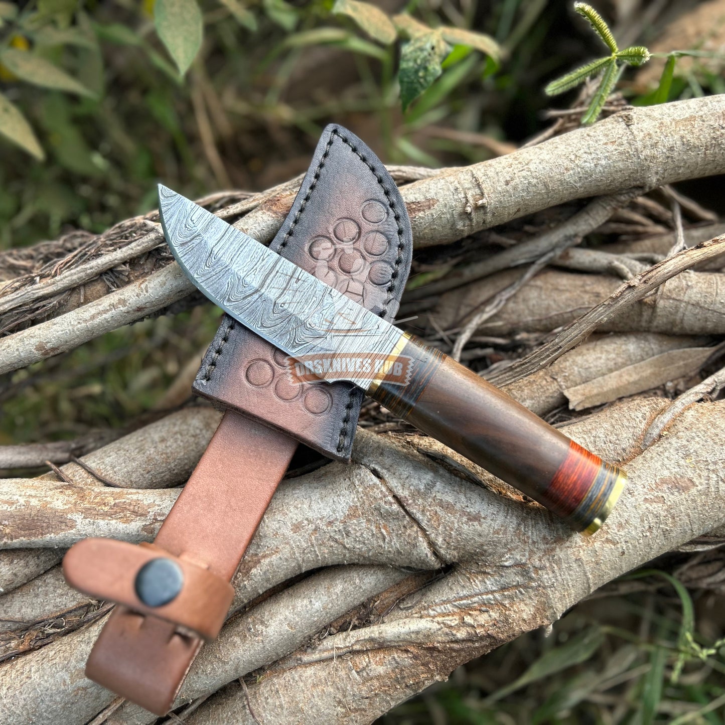 Hand Forged Damascus Steel Blade Hunting Knife Edc knife With Leather Cover |DRSKNIVES HUB