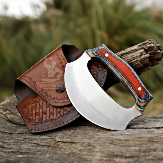 Ulu Knife 6" – Damascus Steel with Pakka Wood Handle | DRSKNIVES HUB