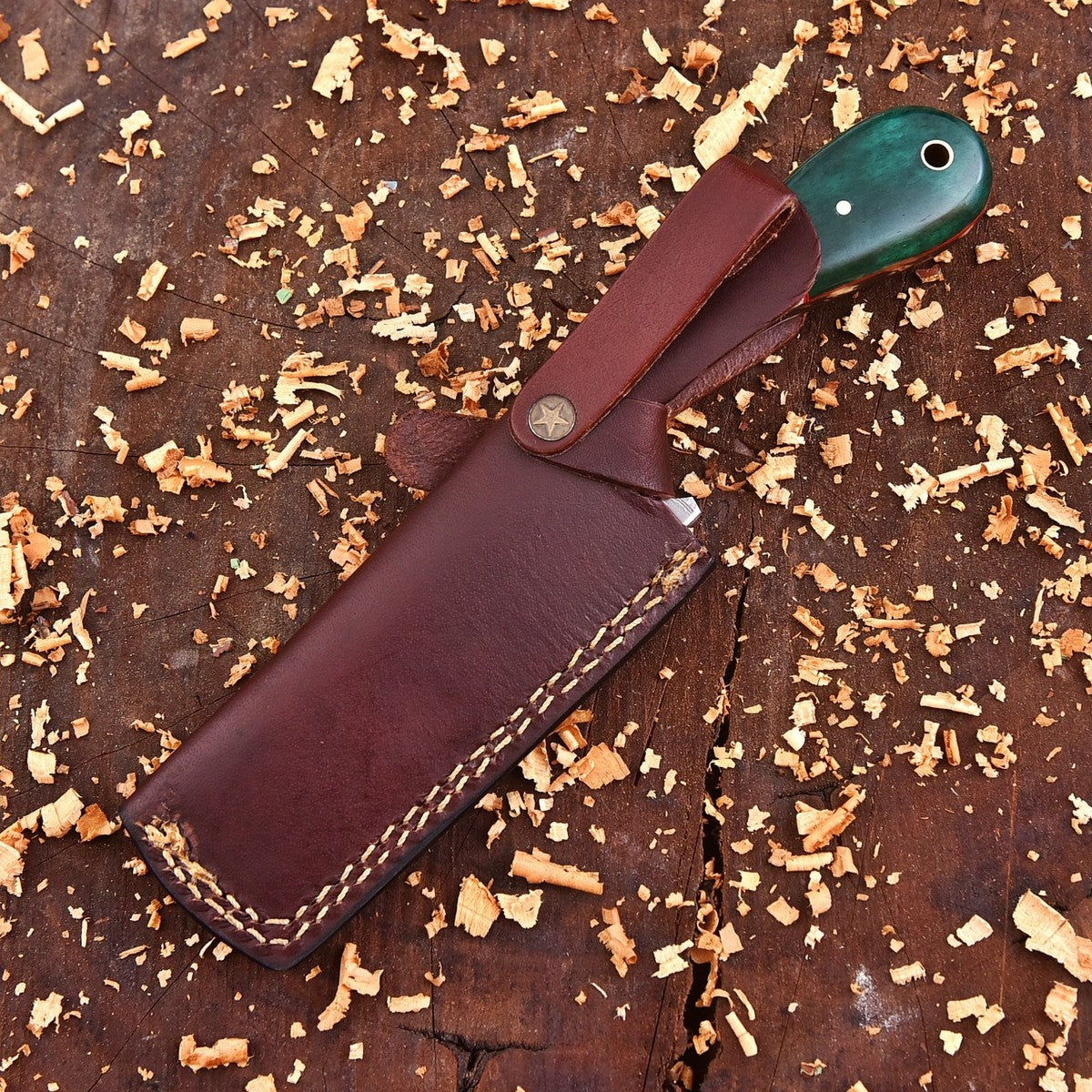 Custom Handmade Damascus Steel EDC Cowboy Bull Cutter Knife