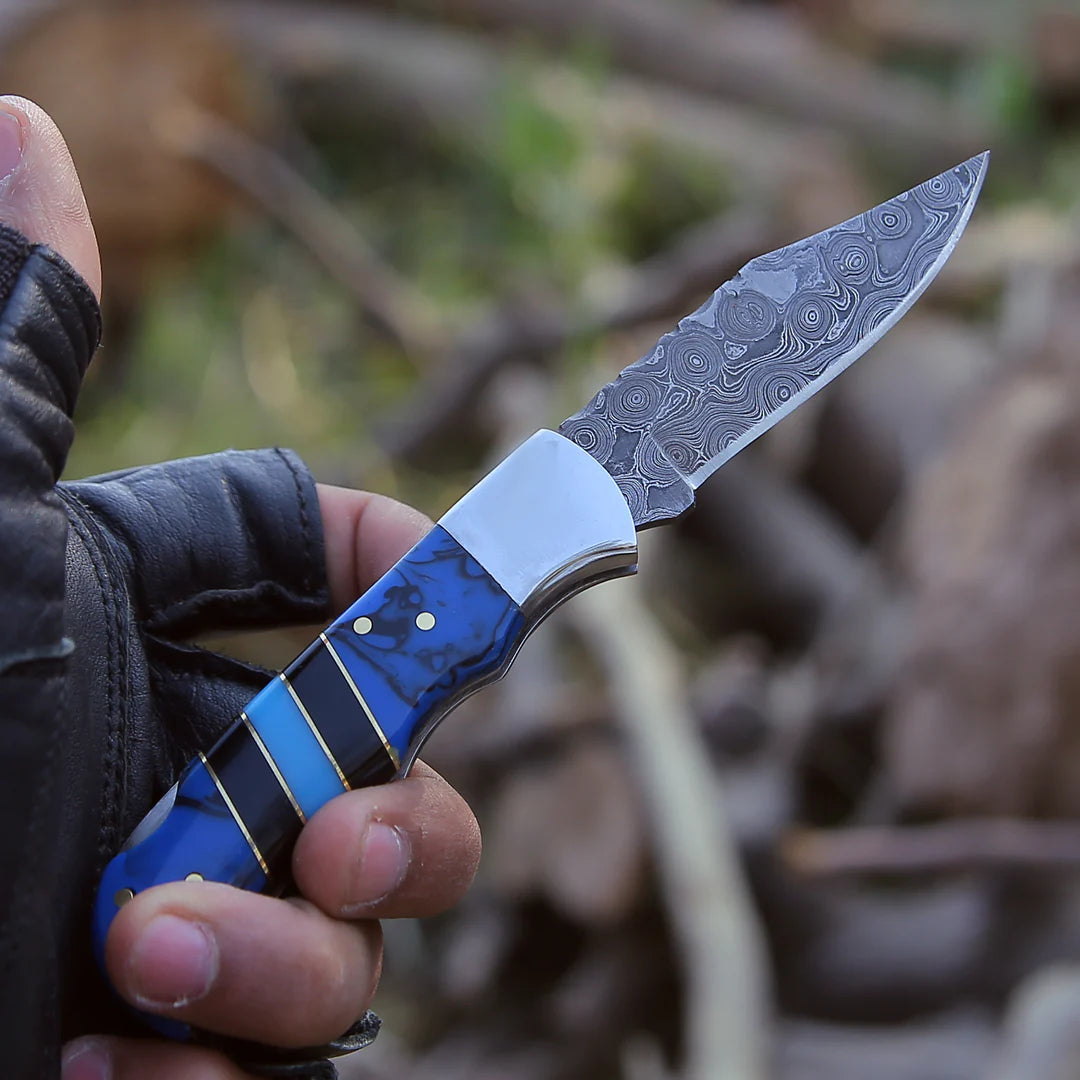POCKET KNIFE WITH RESIN HANDLE & SHEATH || DRS KNIVES HUB