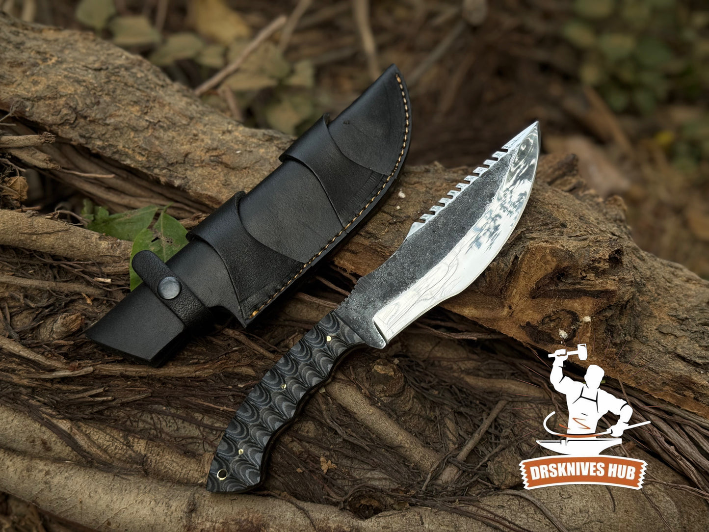Handmade 12” D2 Steel Knife | Micarta Handle | Custom Leather Sheath | Outdoor Camping Knife |DRSKNIVES HUB