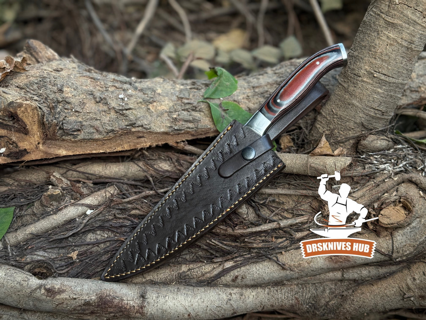 Handmade 13-Inch Chef Knife – Premium 440C Stainless Steel With Leather Sheath Cover | DRSKNIVES HUB