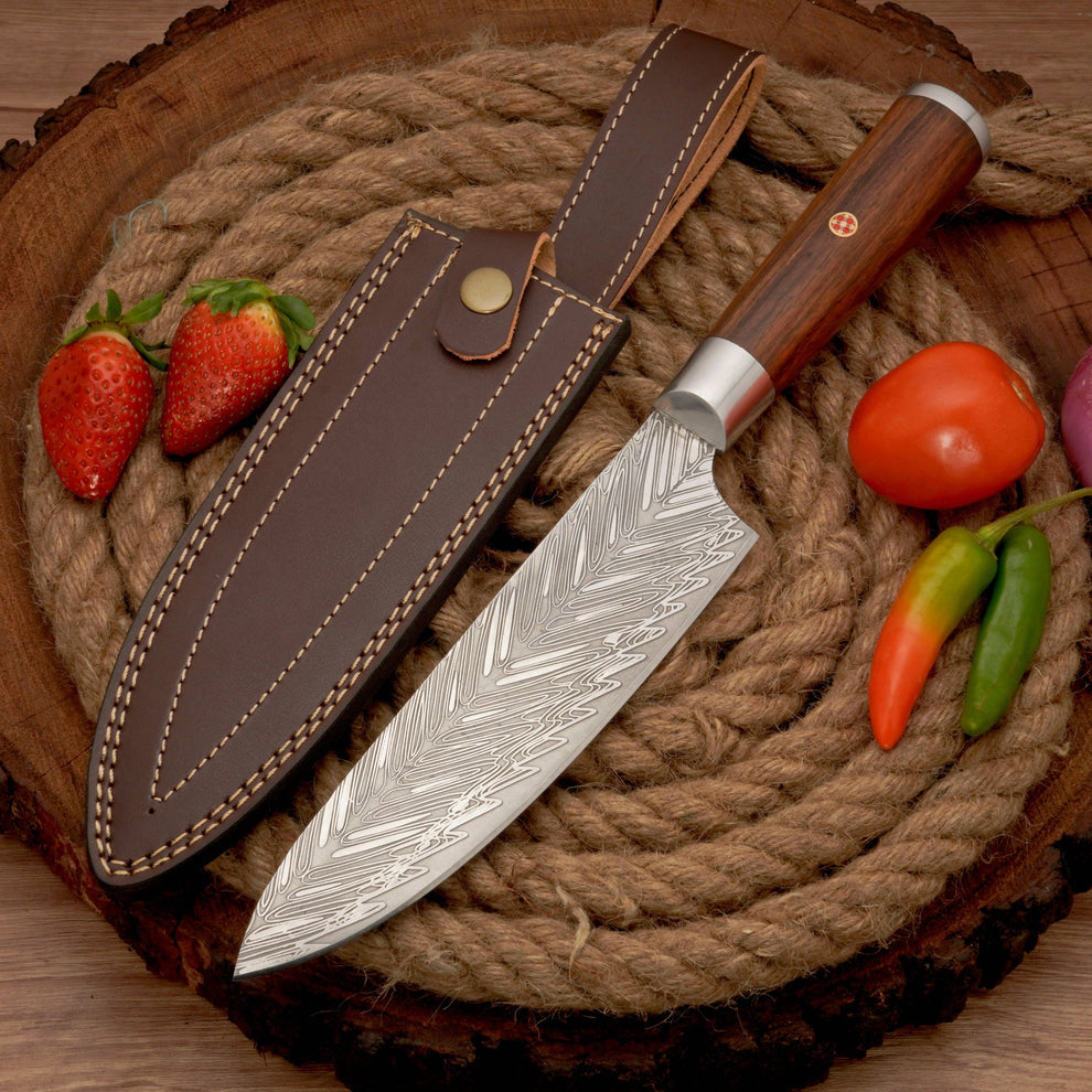 Custom Hand Forged 14” Chef knife with leather sheath Cover || drs knives hub