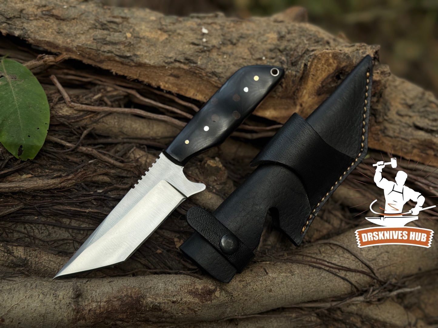 Handmade 7-Inch D2 Steel Utility Knife With Leather Cover | DRSKNIVES HUB