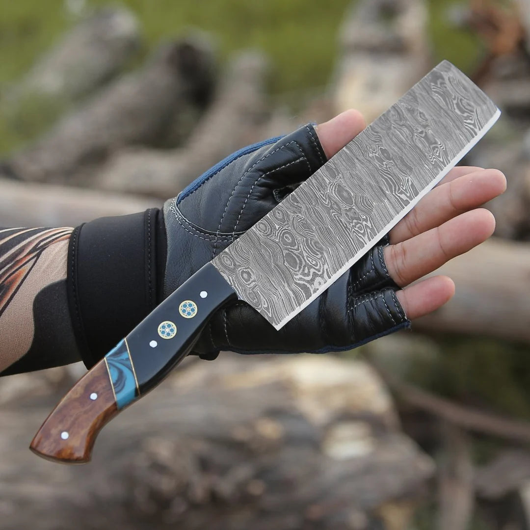 DAMASCUS NAKIRI KNIFE WITH ROSEWOOD & RESIN HANDLE || DRS KNIVES HUB
