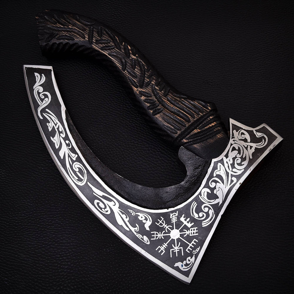 Hand Forged Pizza Cutter Axe With Leather Sheath Cover