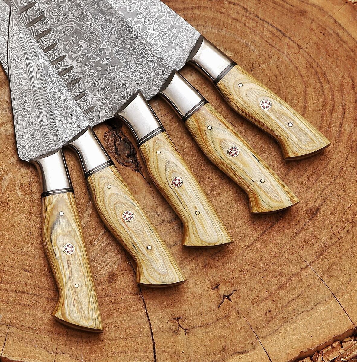 DAMASCUS STEEL CHEF SET 5PCS SET || DRS KNIVES HUB