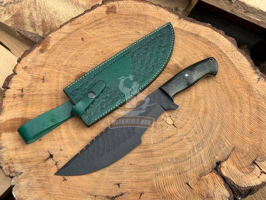 1095 Tracker Knife 14" – Black Powder Coated with Micarta Handle | DRSKNIVES HUB