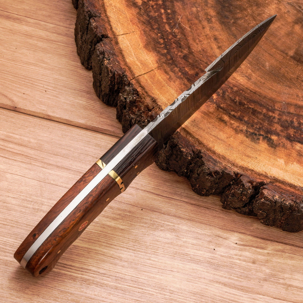 Edc hunting knife custom handmade Damascus steel gut hook knife || drs knives hub