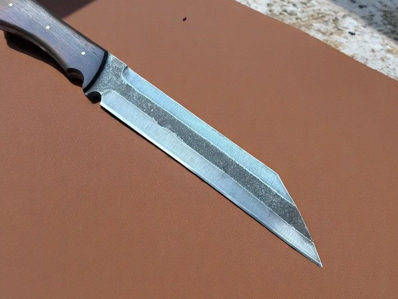FULL TANG HANDMADE CARBON STEEL VIKING SEAX KNIFE WITH LEATHER SHEATH COVER || DRS KNIVES HUB 