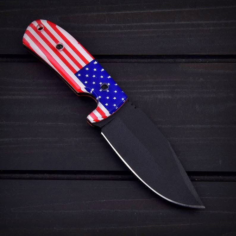 Limited Edition Patriotic Fixed Blade Knife | Leather Sheath | | DRSKNIVES HUB