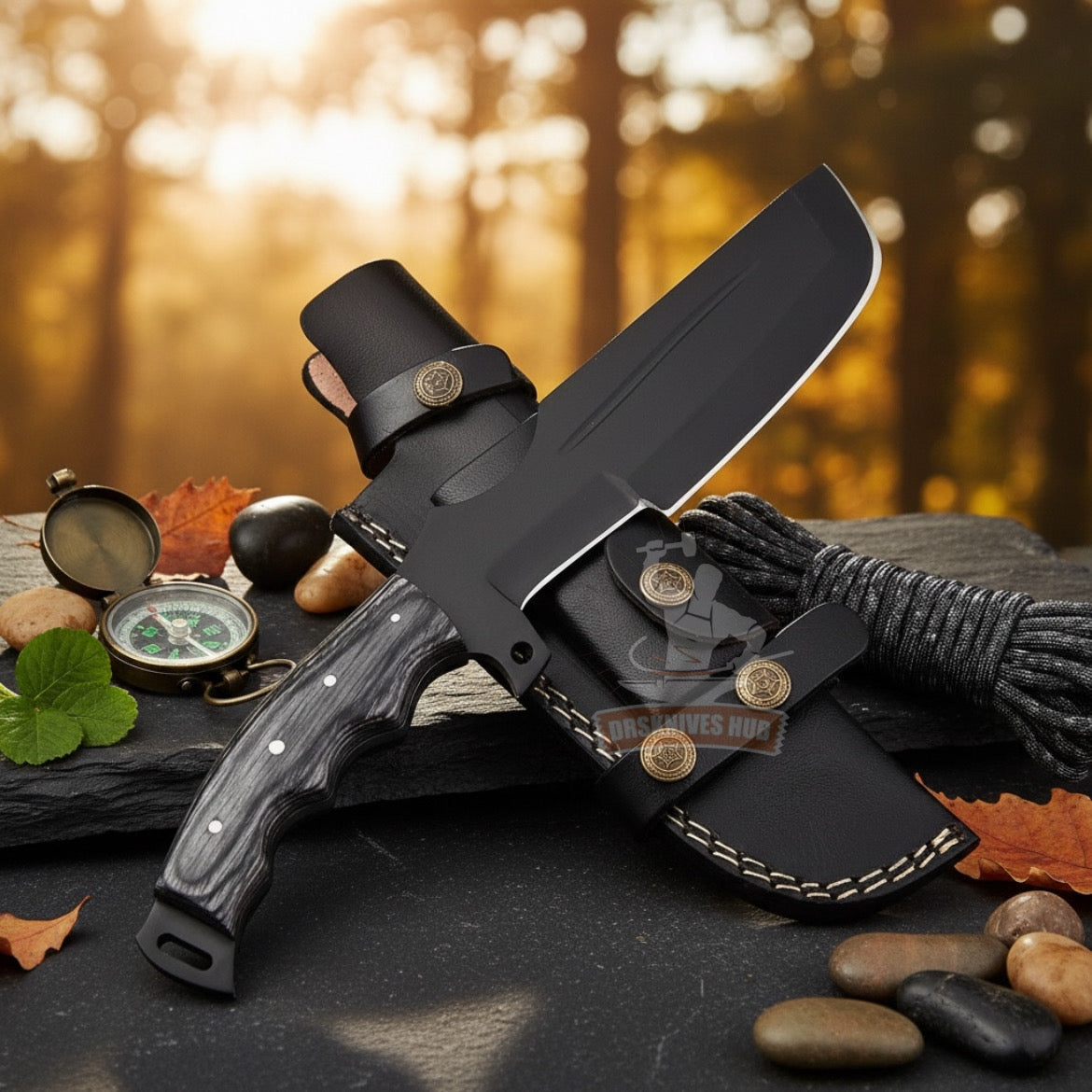 Tactical Knife 12" – 440 Stainless Steel with Wood Handle | DRSKNIVES HUB