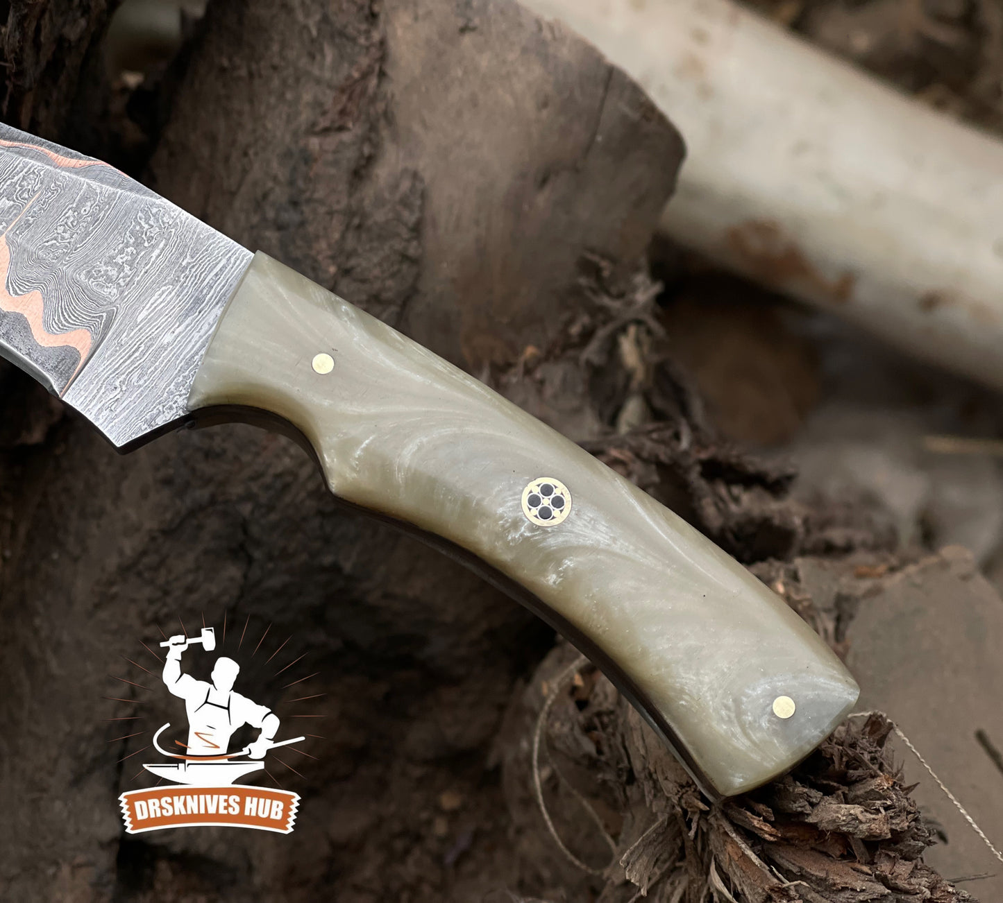 Cowboy Copper Damascus Skinning Knife 8" – Resin Handle | DRSKNIVES HUB