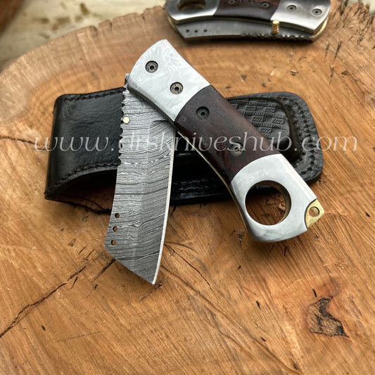 Cigar Cutter Beautiful Handmade Damascus Steel Cigar Cutter knife With leather Sheath Cover