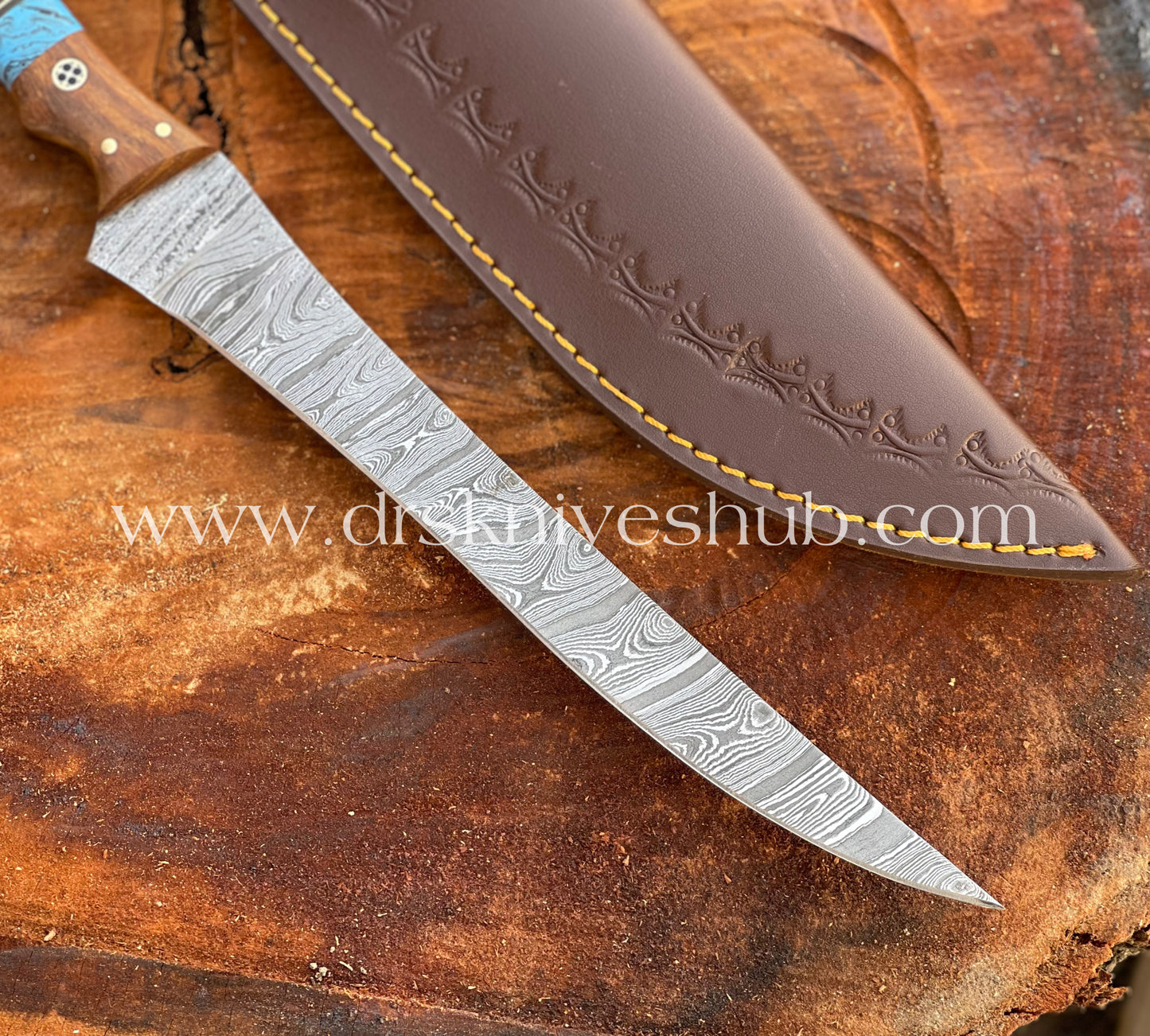 13” INCHES FISHING FILLET KNIFE RESIN AND BONE HANDLE WITH SHEATH