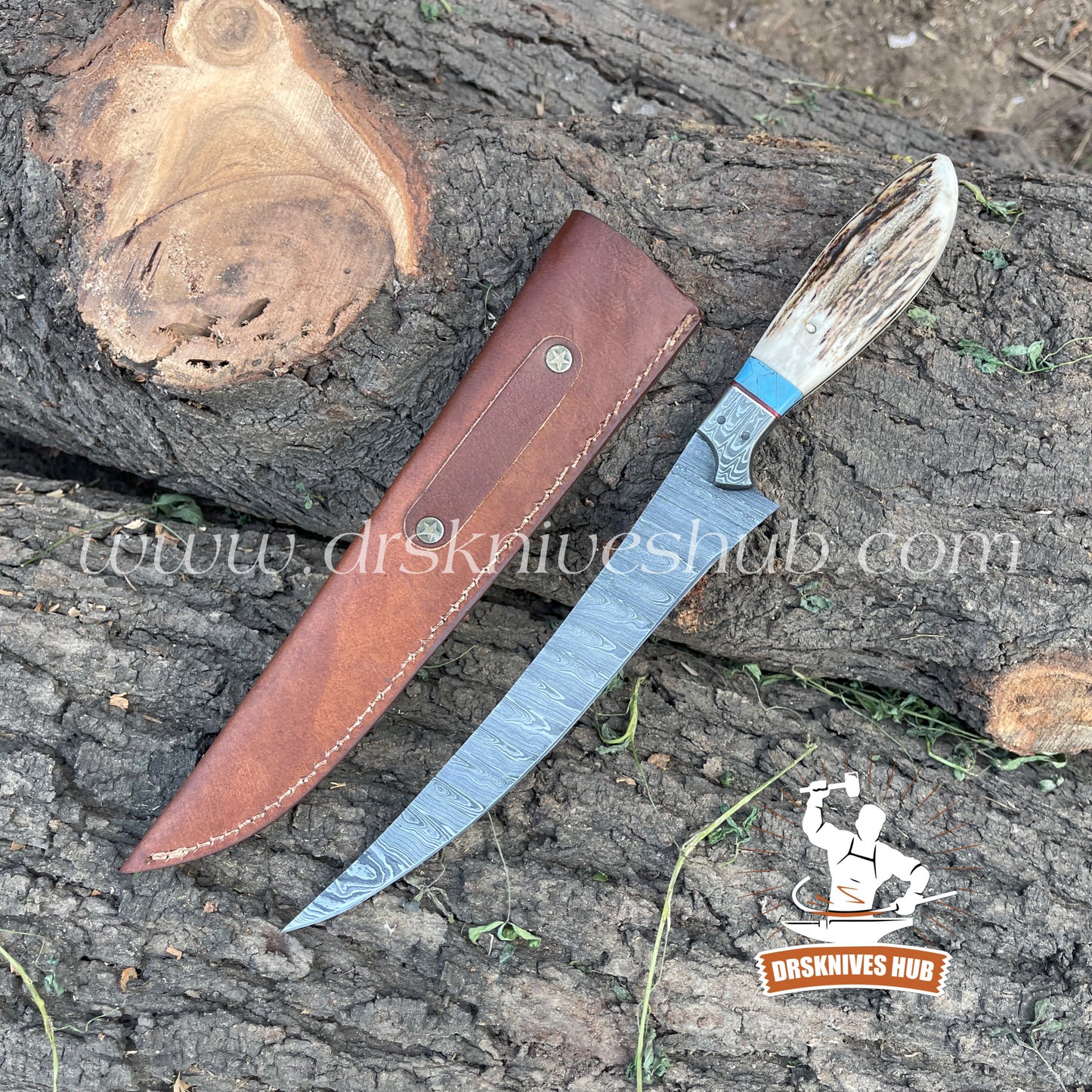 Fillet Knife With Leather Sheath Cover