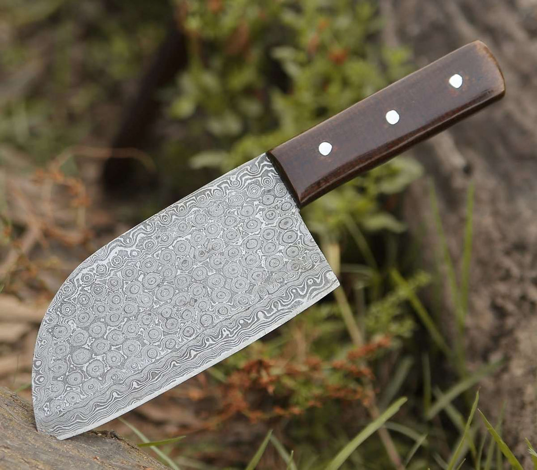 HAND FORGED DAMASCUS STEEL BLADE CLEAVER KNIFE WITH SHEATH || DRS KNIVES HUB