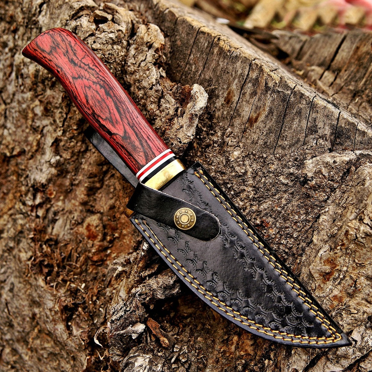 J2 Steel Hunting Knife 10" – Red Wood Handle Razor Sharp | DRSKNIVES HUB