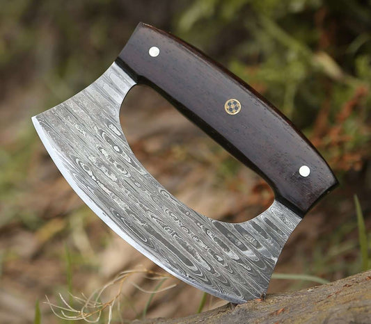 CUSTOM HANDMADE ULU KNIFE WITH EXOTIC WENGE WOOD HANDLE