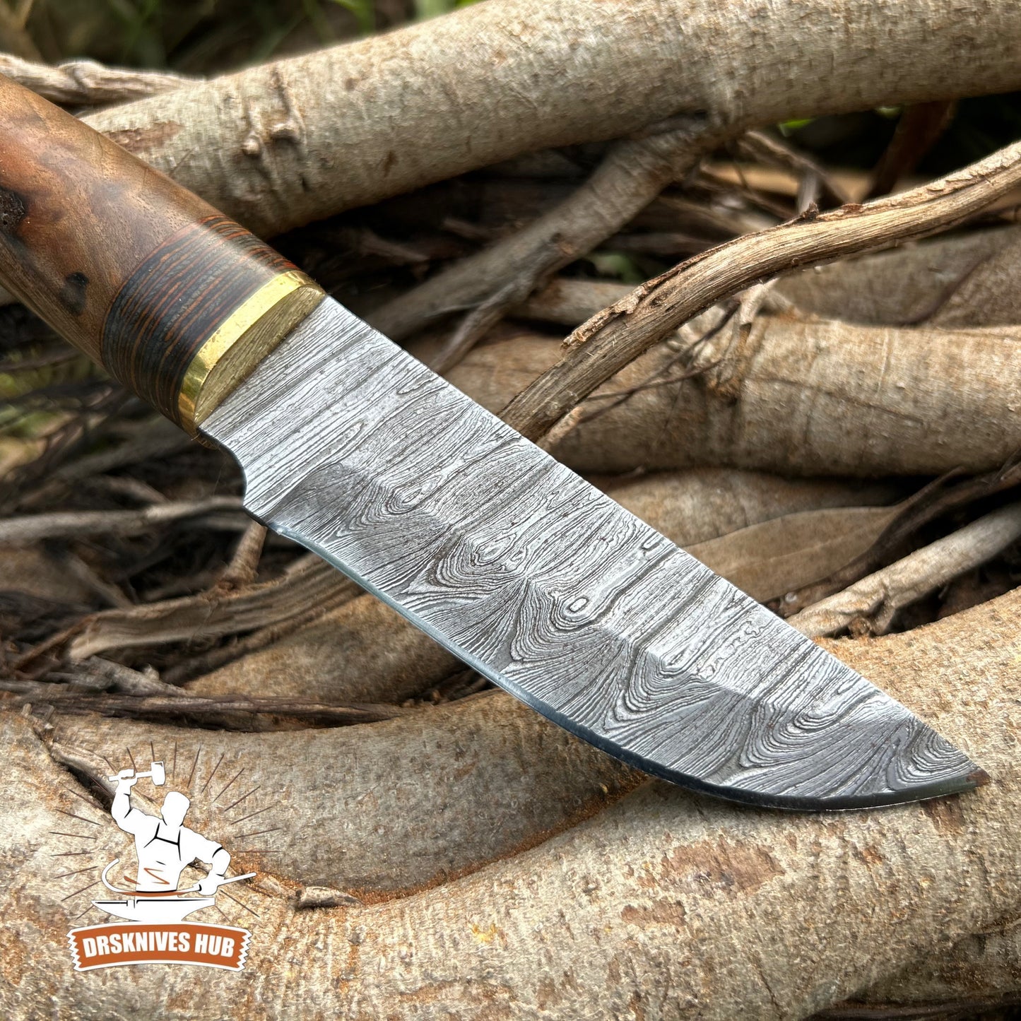 Hand Forged Damascus Steel Blade Hunting Knife Edc knife With Leather Cover |DRSKNIVES HUB