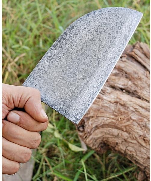 Handmade Full Tang Steel Kitchen Cleaver Knife,, Large, Brown Handmade Damascus Steel Chopper Knives With Leather Sheath Cover