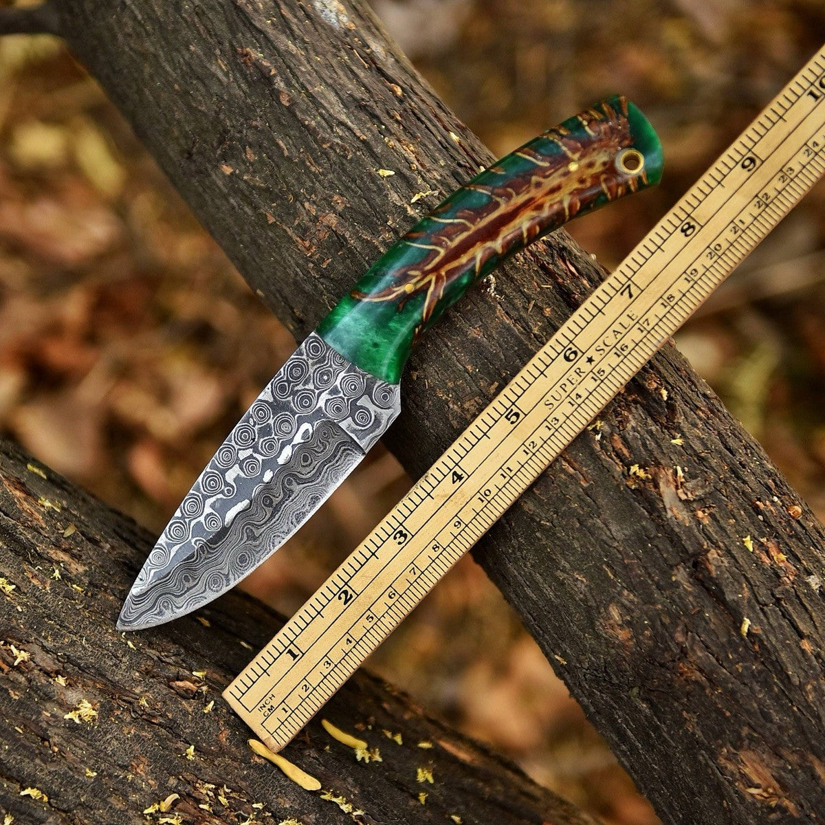 Custom Handmade Damascus Steel Skinning Knife – Fixed Blade with Pinecone Handle | DRSKNIVES HUB 