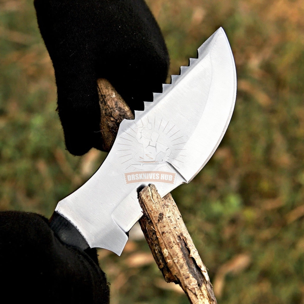 D2 Tracker Knife 10" – Black Micarta Handle with Leather Sheath | DRSKNIVES HUB