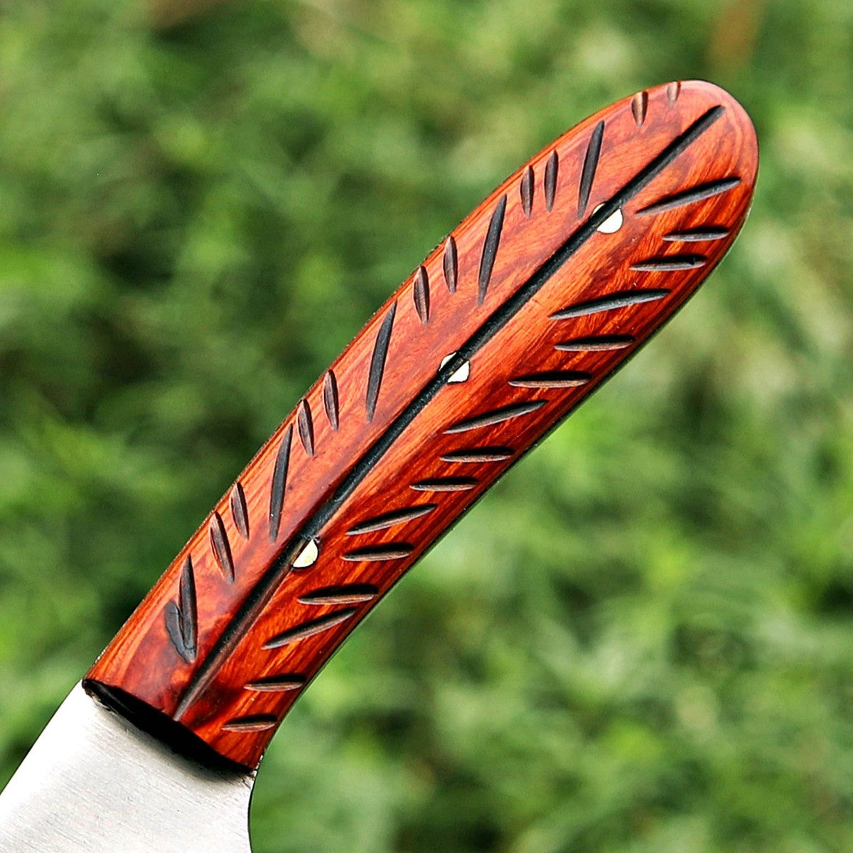 Skinner Knife 7.5" – Carved Exotic Wood Handle Full Tang | DRSKNIVES HUB
