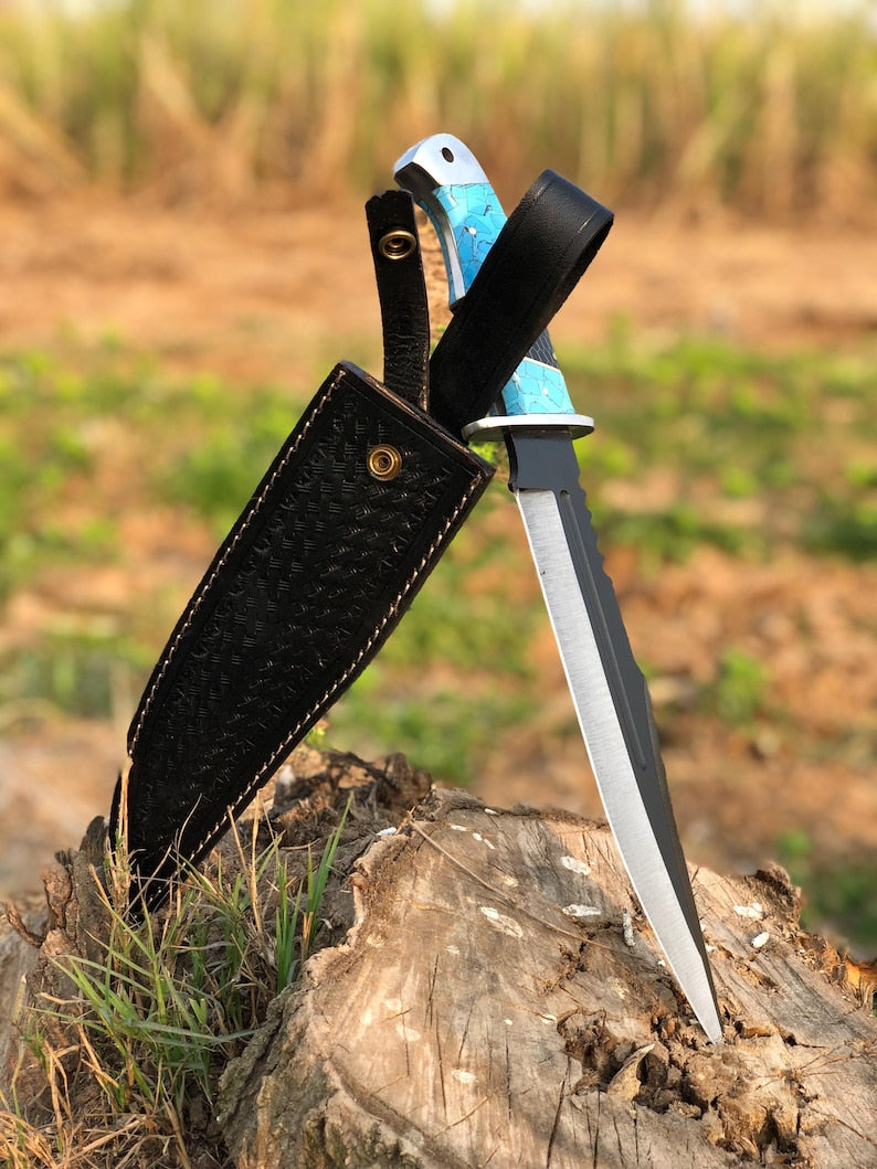CUSTOM HANDMADE CARBON STEEL HUNTING BOWIE KNIFE || DRS KNIVES HUB