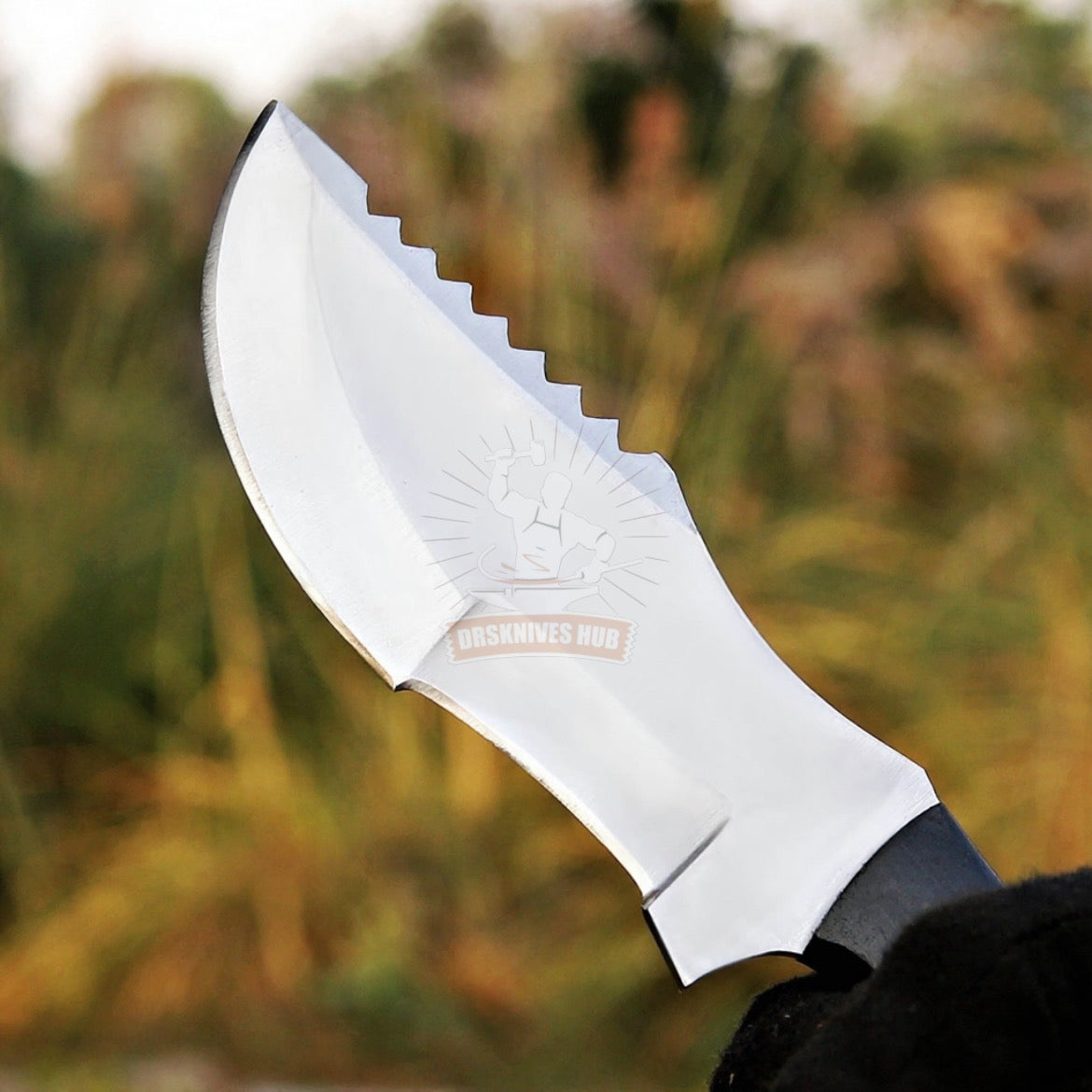 D2 Tracker Knife 10" – Black Micarta Handle with Leather Sheath | DRSKNIVES HUB