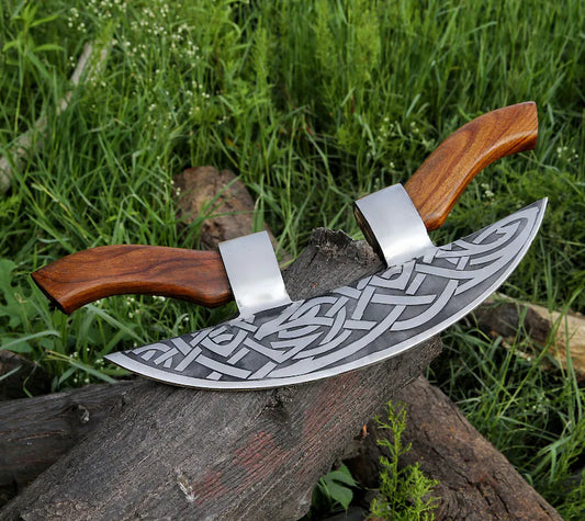 Pizza Slicer Hand forged Viking Pizza Cutter, Viking Bearded Camping Axe