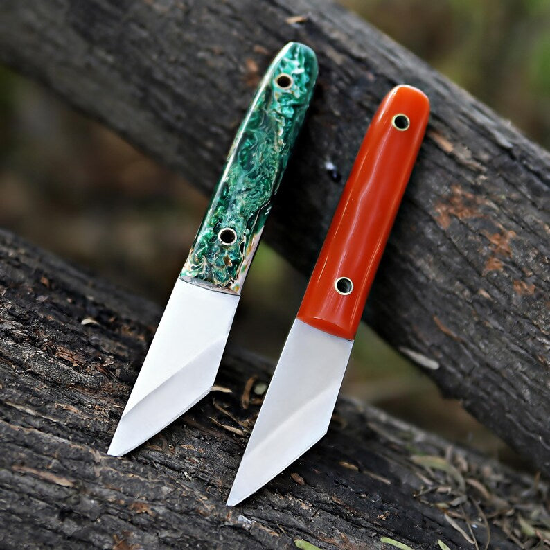 Pair Of Handmade j2 Steel Skinning Knife With Leather Sheath Cover
