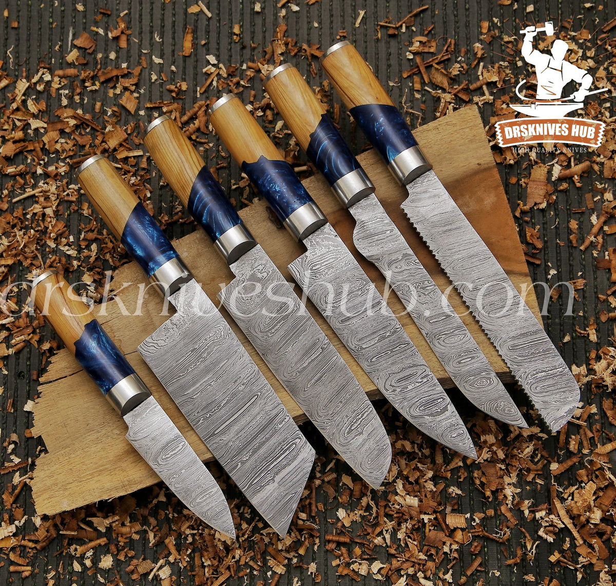 6-piece Damascus chef knives