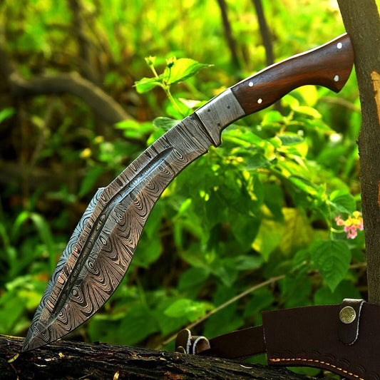 Handmade Full Tang Damascus Gurkha Kukri Knife – Tactical Outdoor Survival Blade with Leather Sheath – 16” Fixed Blade Knife USA | DRSKNIVES HUB 
