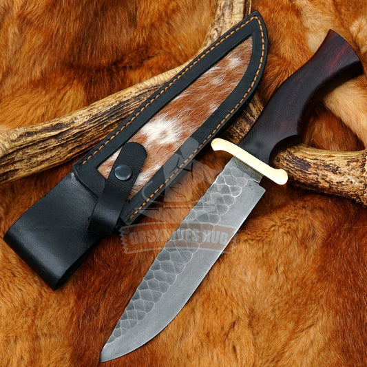 Hand Forged Hunting Knife With Leather Sheath Cover
