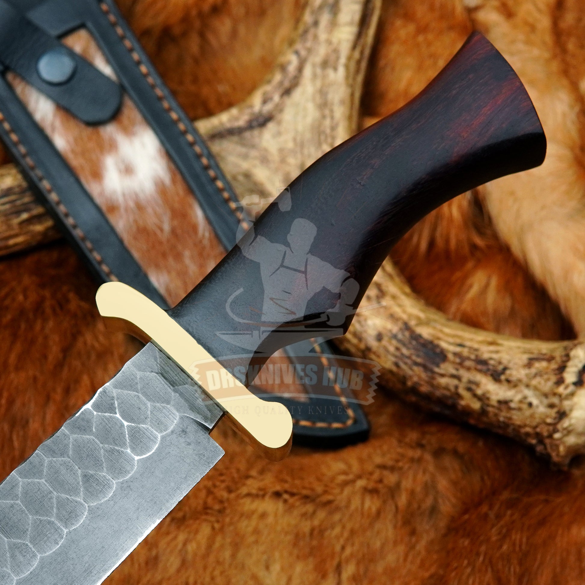Hand Forged Hunting Knife With Leather Sheath Cover