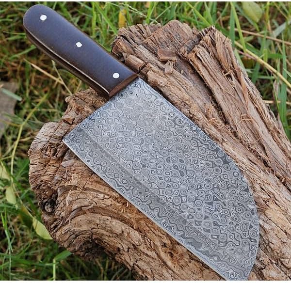 Handmade Full Tang Steel Kitchen Cleaver Knife,, Large, Brown Handmade Damascus Steel Chopper Knives With Leather Sheath Cover