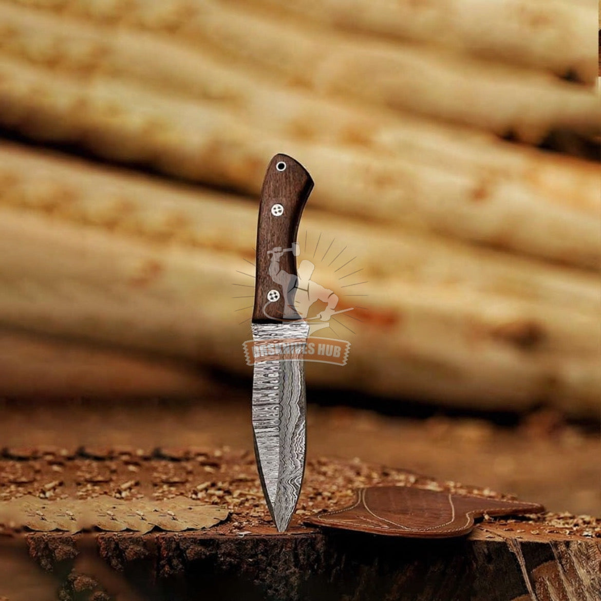 Razorwind Damascus Knife 11" – Full Tang Walnut Wood Handle | DRSKNIVES HUB