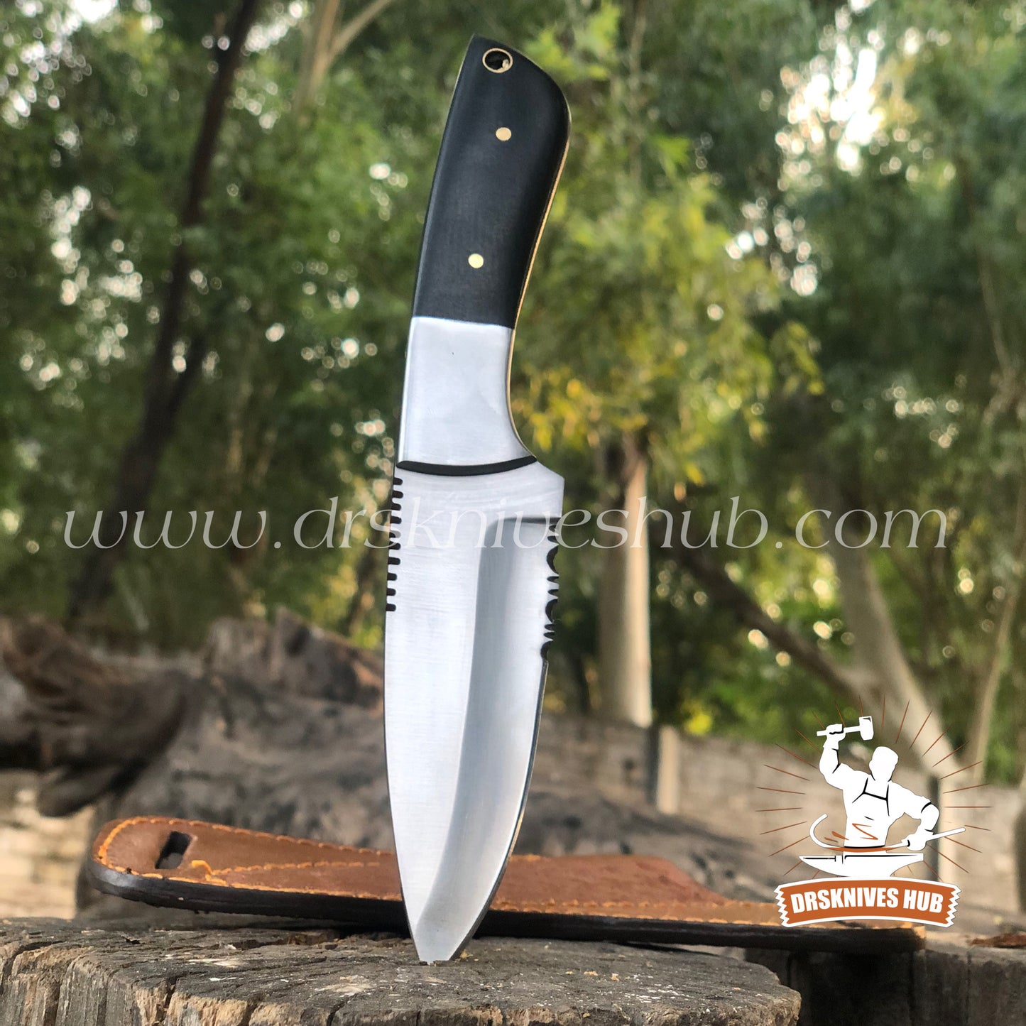 8” inches Handmade Stainless Steel Blade Hunting Knife With Leather Sheath Cover Skinning Knife