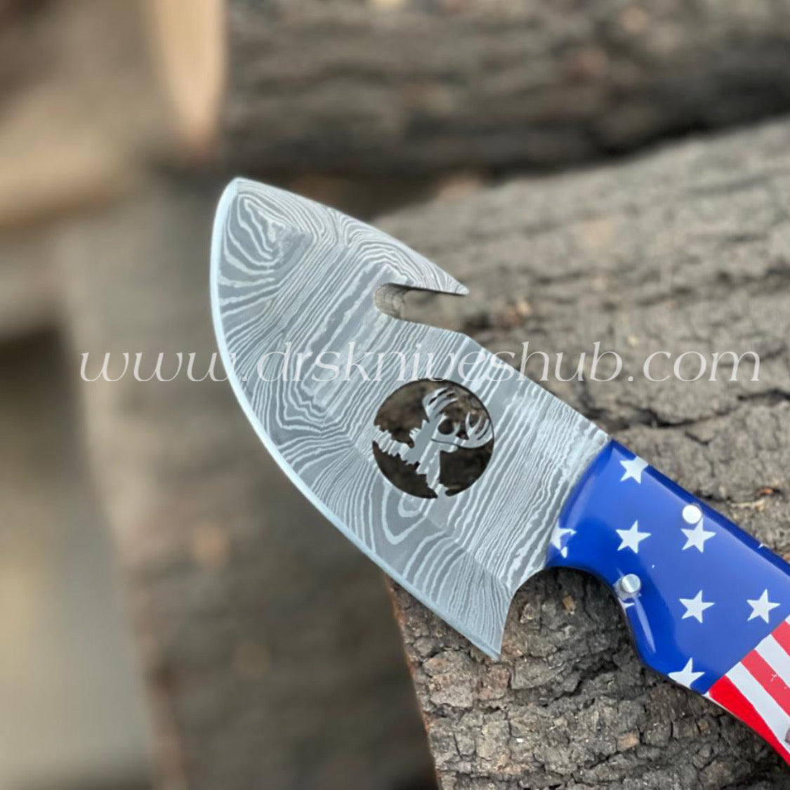 Skinner Knife Handmade Damascus Steel Wire Cut Blade skinning Knife