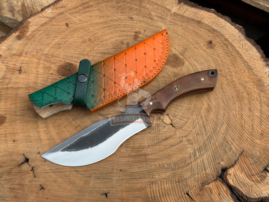 Carbon Steel Tracker Knife 12" – Micarta Handle with Leather Sheath | DRSKNIVES HUB